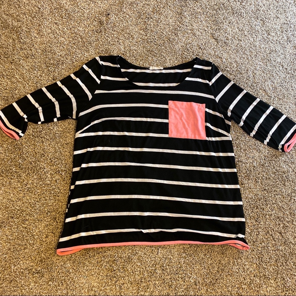Black white striped box top Sz XL